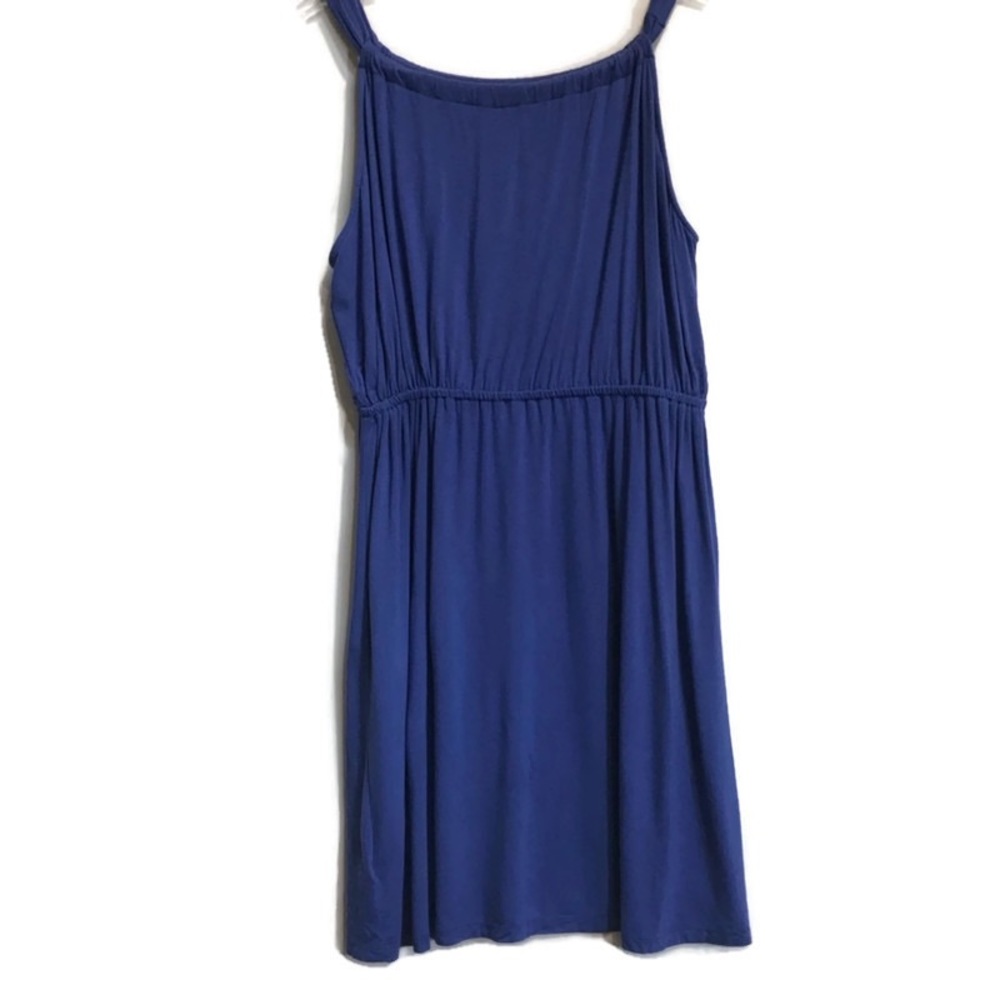 AnnTaylorLoft Sun Dress Blue Adjustable neck Medium petite